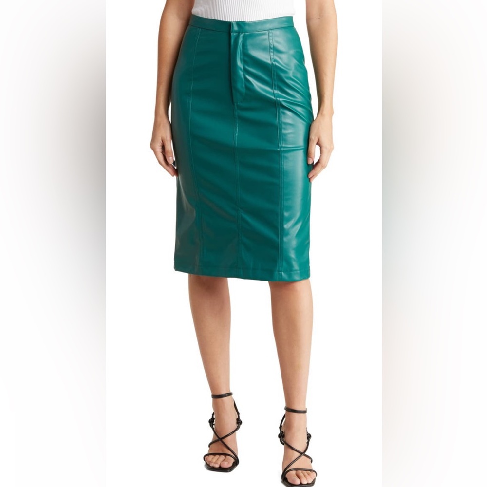 ASR Pleather Pencil skirt, Size Small, Deep Forrest Green